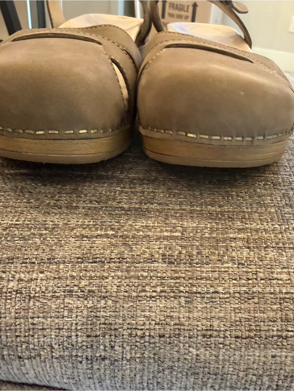 Dansko Taupe Leather Slingback Sandals - Picture 2 of 5